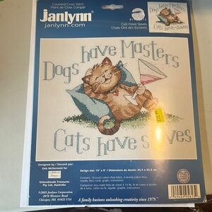 Janlynn Counted Cross Stitch Kit Dogs have masters cats have‎ slaves craft